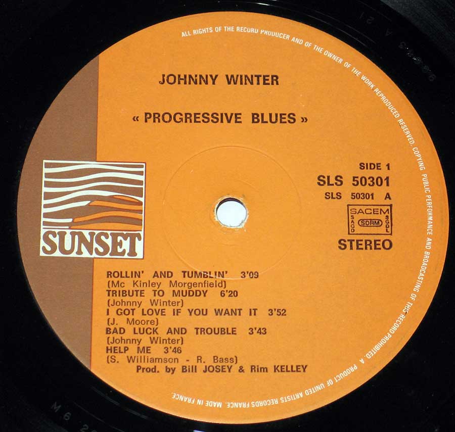"Progressive Blues" Record Label Details: SUNSET SLS 50301 , SACEM, SDRM , Made in France 