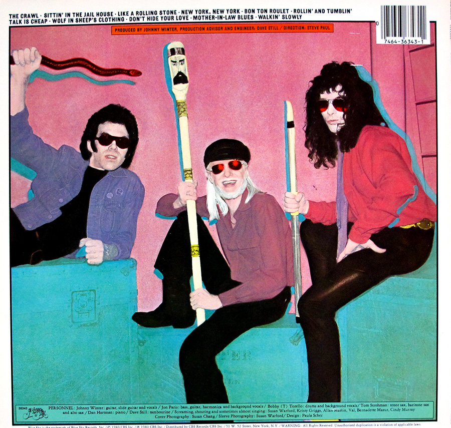JOHNNY WINTER - Raisin Cain 12" Vinyl LP Album  back cover