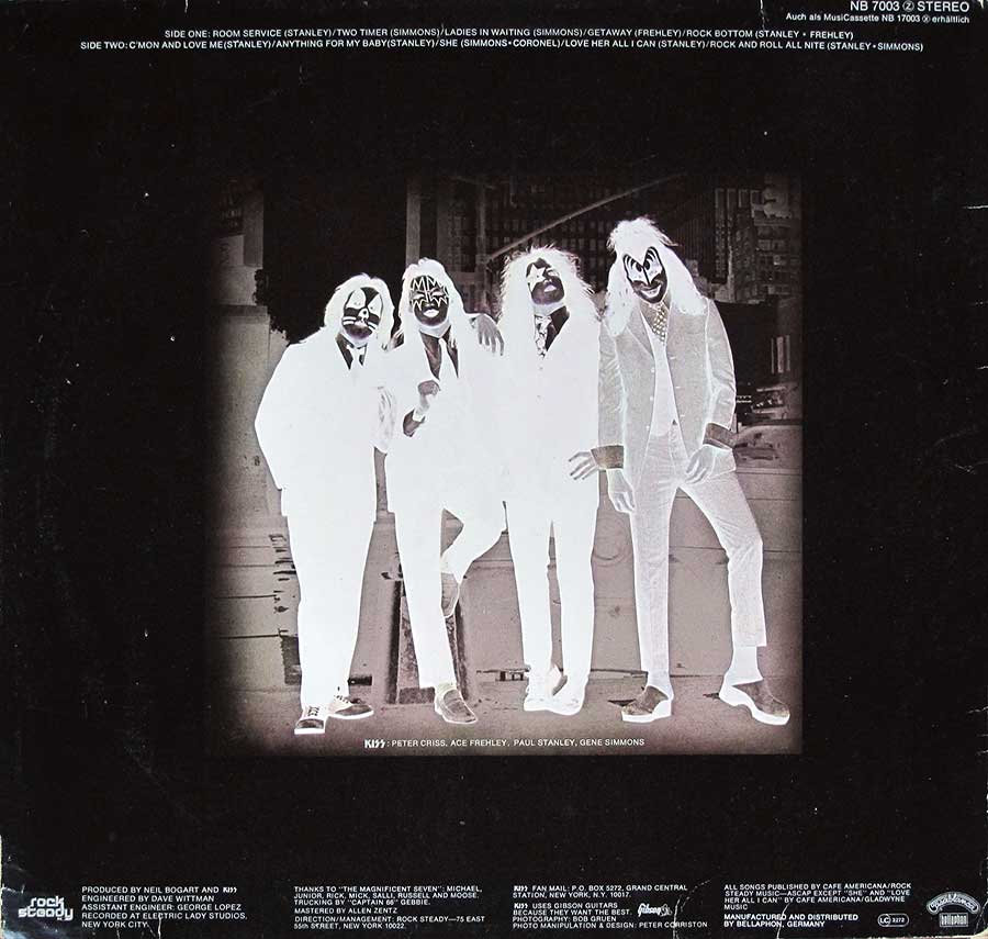 KISS - Dressed To Kill German Release 12" LP Vinyl Album back cover