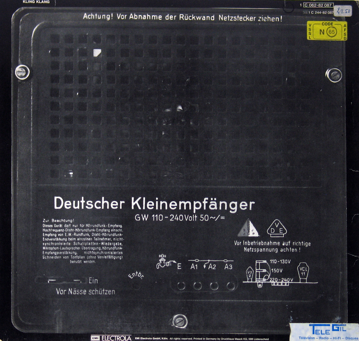 KRAFTWERK - Radio-Aktivität Hörzu Kling-Klang back cover