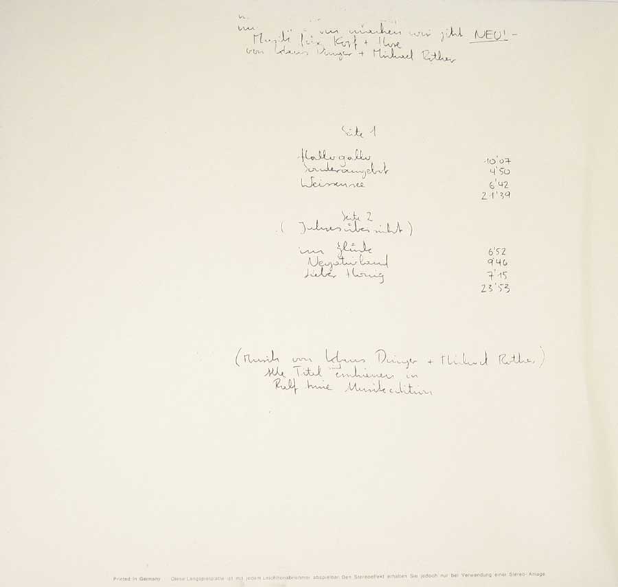 NEU! Gatefold Unofficial Brain Metronome Michael Rother 12" Vinyl LP Album inner gatefold cover
