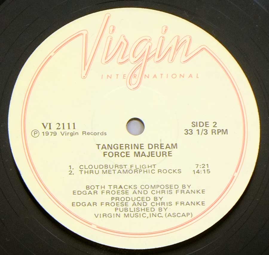 TANGERINE DREAM - Force Majeure USA Release 12" LP Vinyl Album enlarged record label