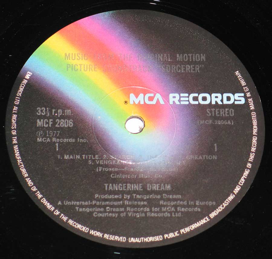 TANGERINE DREAM - Sorcerer William Friedkin Film 12" Vinyl LP Album enlarged record label