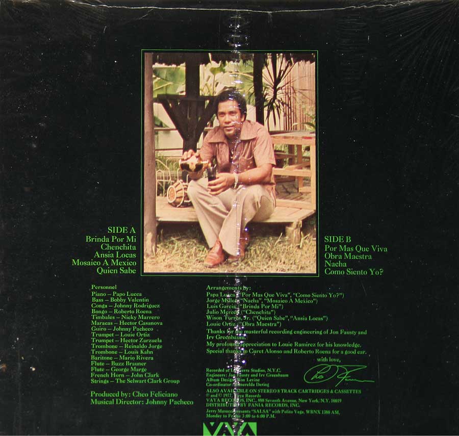 CHEO FELICIANO - Mi Tierra Y Yo 12" LP ALBUM VINYL back cover