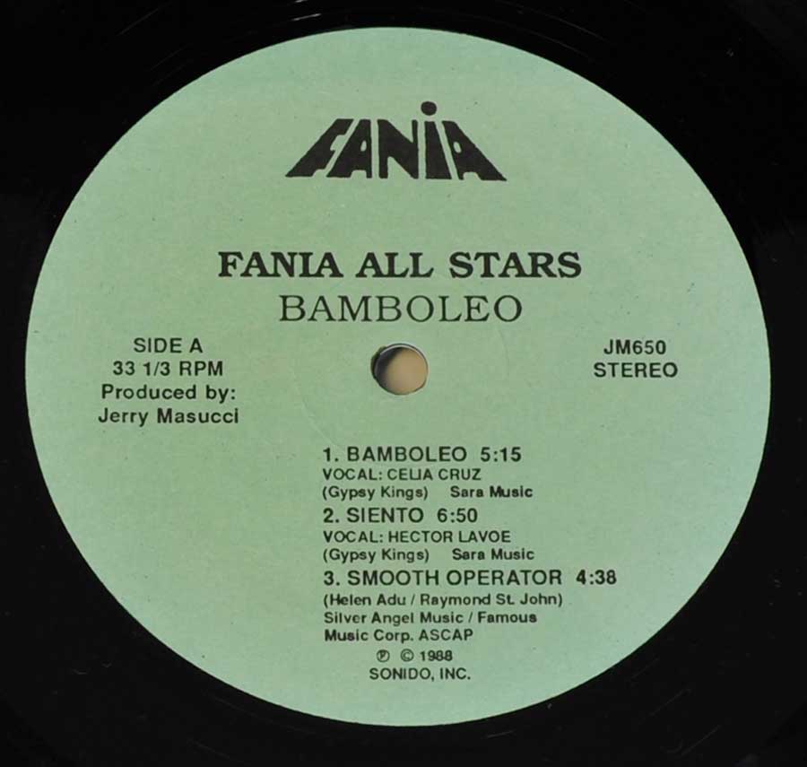 Photo of record label of FANIA ALL STARS - Bamboleo ( USA Release ) 