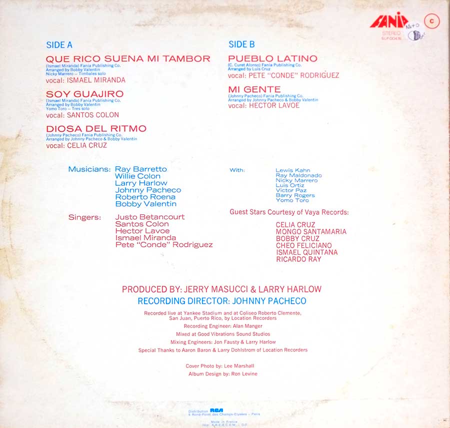 Photo of album back cover FANIA ALL STARS - Live At Yankee Stadium Vol. 1 