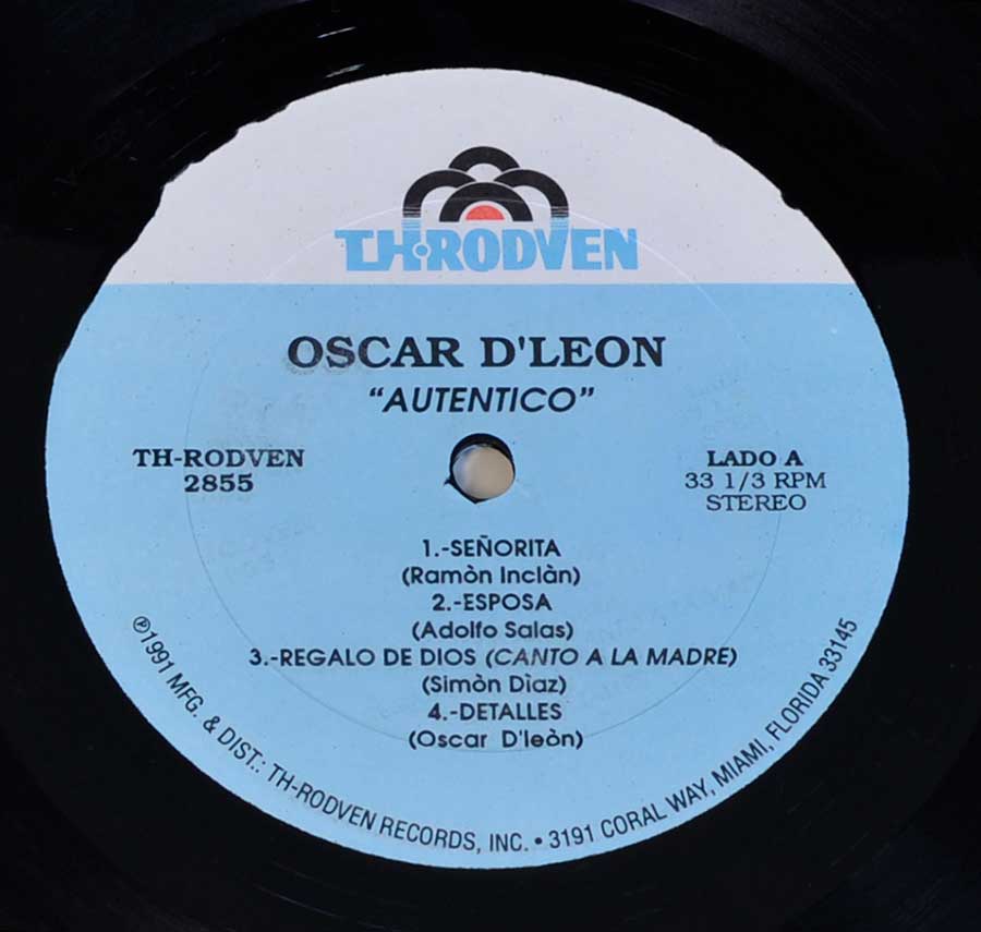 "Auténtico" White and Light Blue Colour Record Label Details: TH-Rodven 2855 