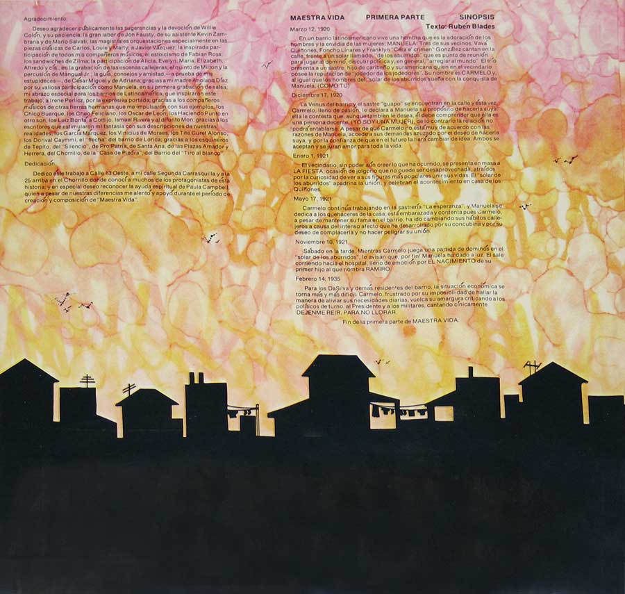 Album inner cover photo https://vinyl-records.nl// RUBEN BLADES - Maestra Vida 