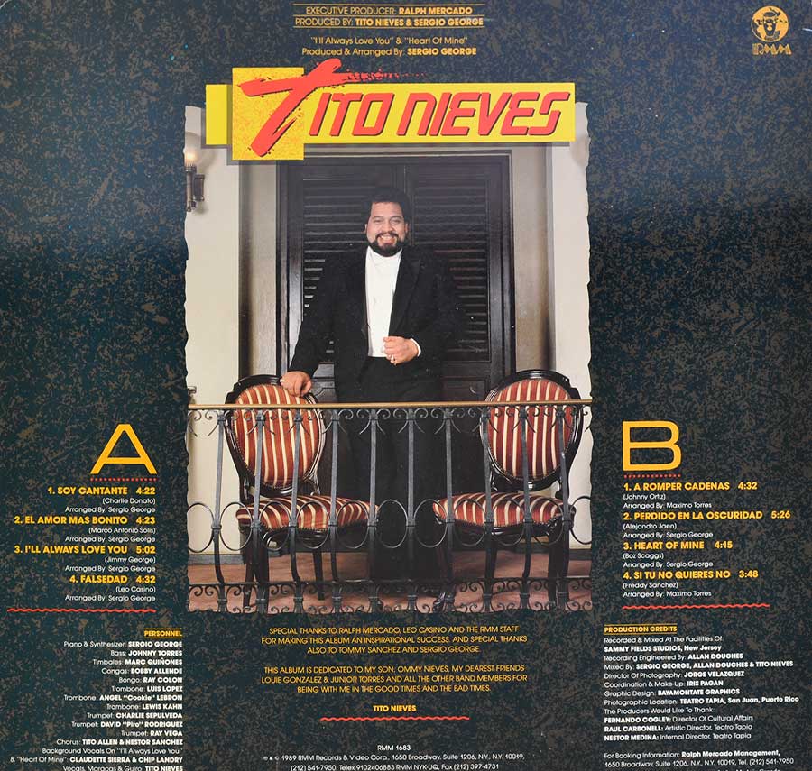 Back Cover  Photo of "TITO NIEVES Yo Quiero Cantar" Album 