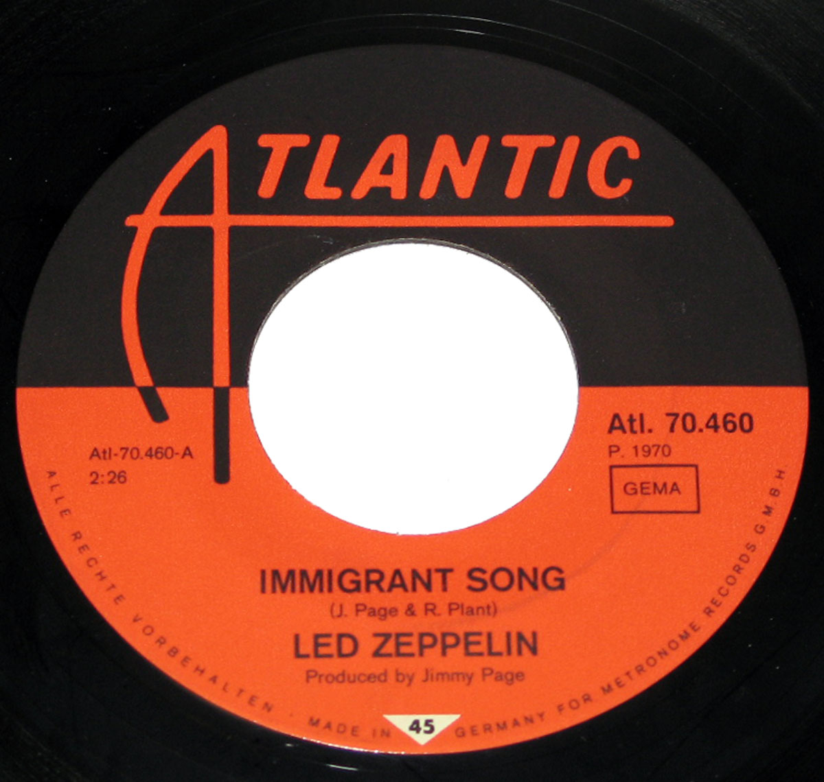 High Resolution Photo of Led Zeppelin Immigrant Song / Hey, Hey what can i Do 