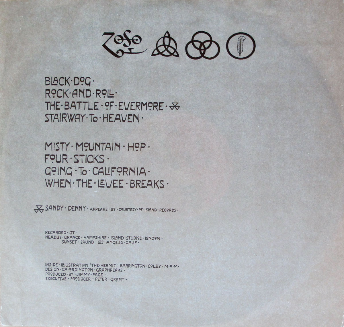 High Resolution Photo of LED ZEPPELIN IV ZOSO Spain 