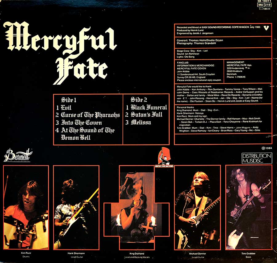 Photo of album back cover MERCYFUL FATE - Melissa Bernett France 12" LP ALBUM VINYL 