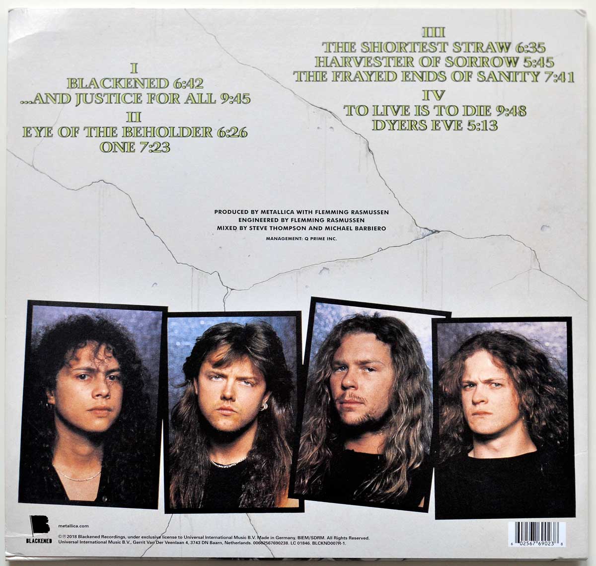 Photo of album back cover METALLICA - And Justice For All Blackened Records 180Gr Vinyl 
