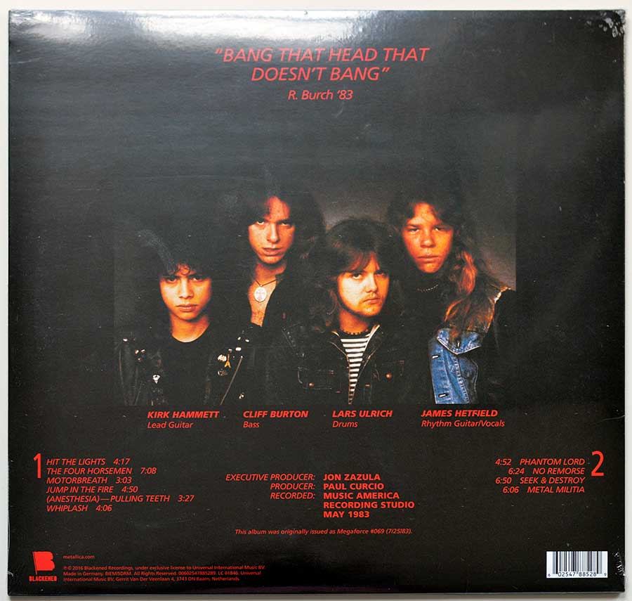 Photo of album back cover METALLICA - Kill em All ( Blackened Records ) 