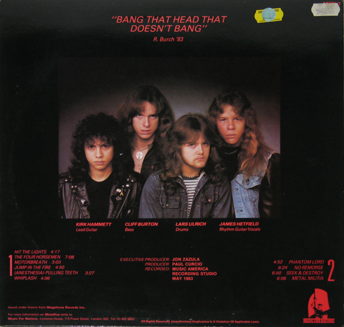 High Resolution Photo METALLICA KILL EM ALL England UK1 Vinyl Record