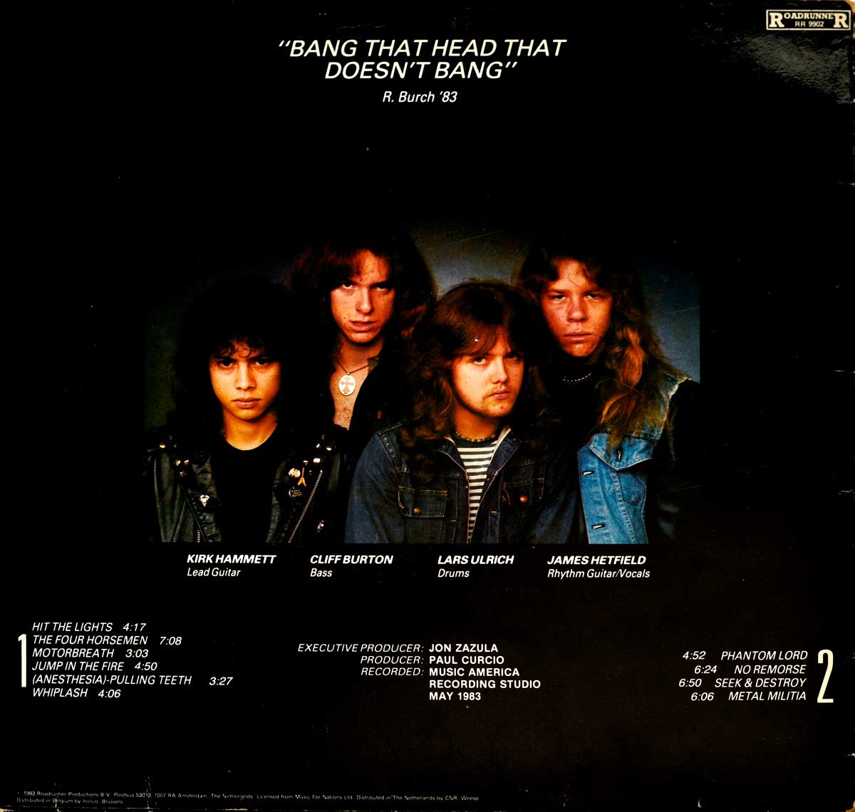 High Resolution Photo Album Back Cover of METALLICA Kill 'Em All ( Netherlands ) https://vinyl-records.nl