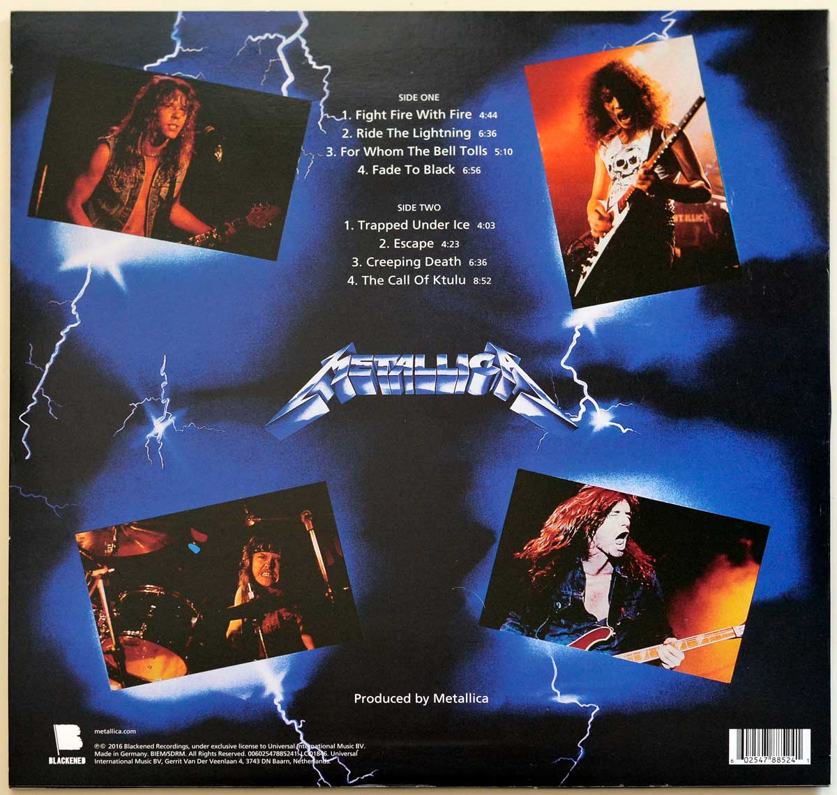 Photo of album back cover METALLICA - Ride The Lightning Blackened Records 