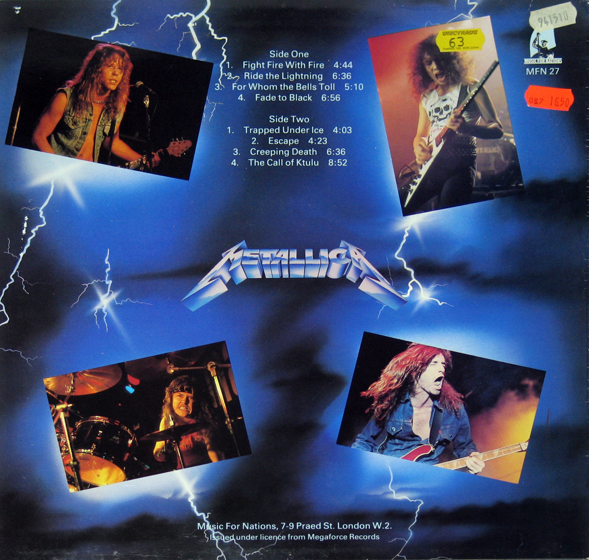 High Resolution Photo of Metallica Ride the Lightning uk  
