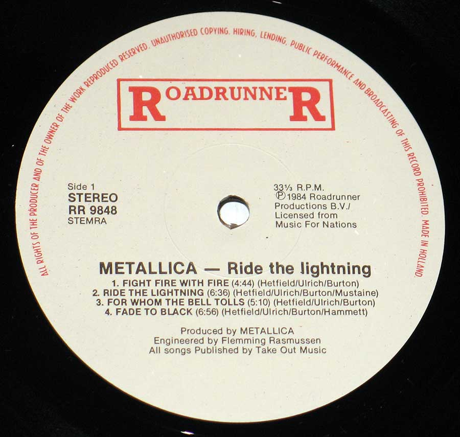 High Resolution Photo of Metallica Ride the Lightning netherlands 