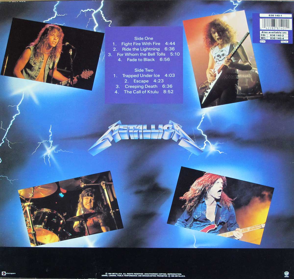 High Resolution Photo of METALLICA - Ride The Lightning Vertigo Records 
