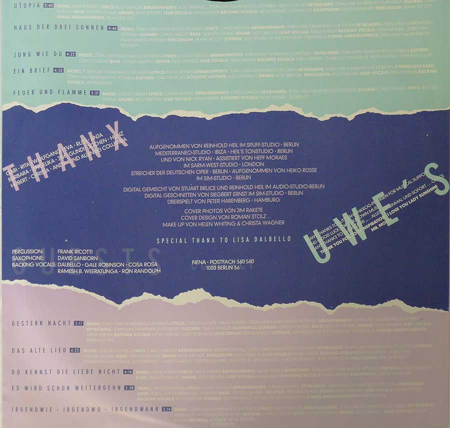 Photo One Of The Inner Sleeve NENA - Feuer Und Flamme + Collection 12" LP Vinyl Album 