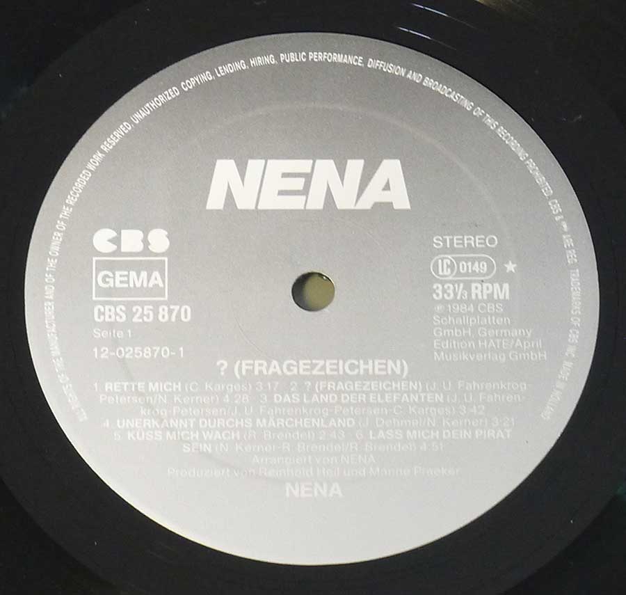 "? Fragezeichen" Record Label Details: CBS 25 870 (25870) 12--025870-1, Hate Edition
