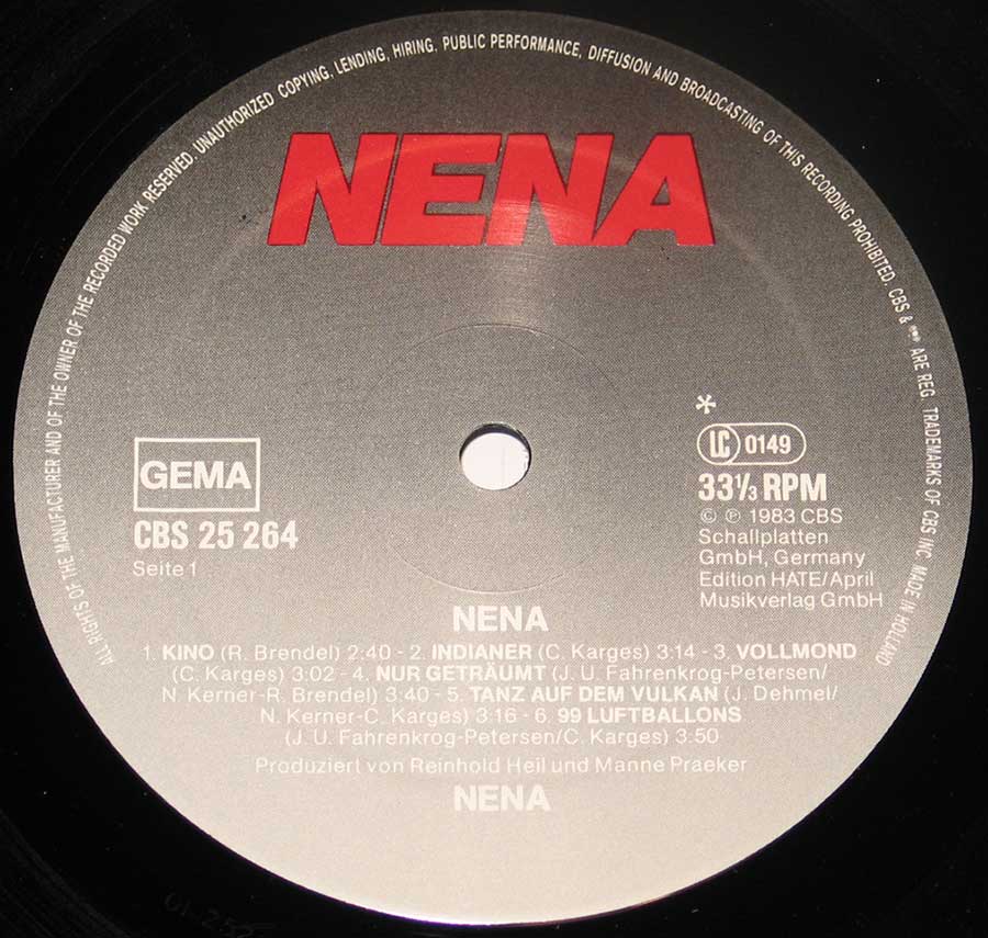 "Songs and Photos" Record Label Details: Grey Shading colour CBS 25 264 , Made in Holland 