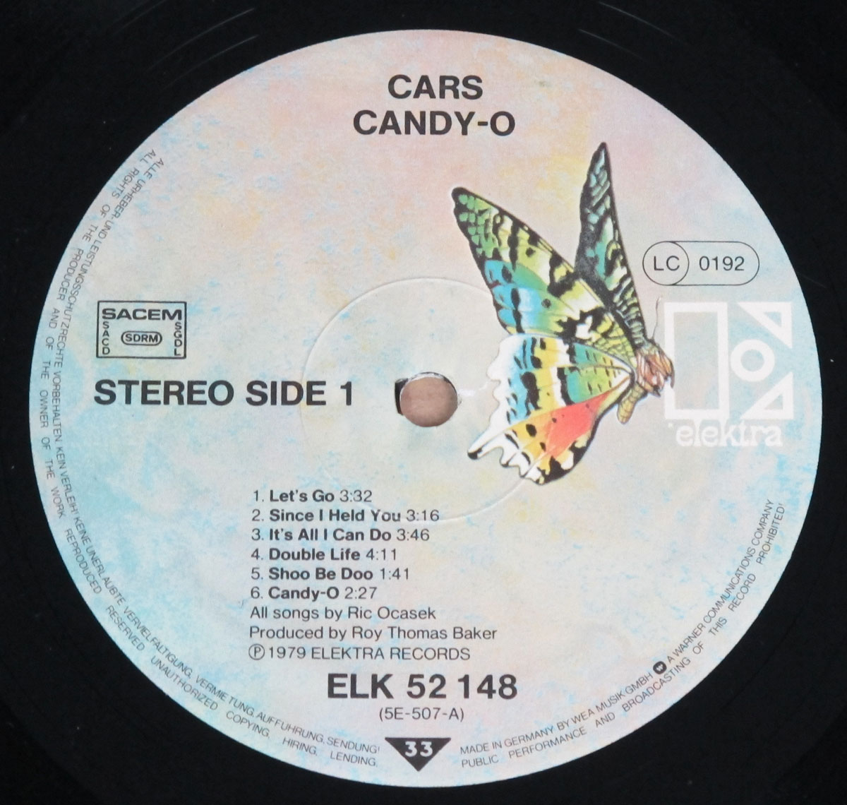 THE CARS CandyO New Wave, 80s PopRock Vinyl Album Gallery vinylrecords