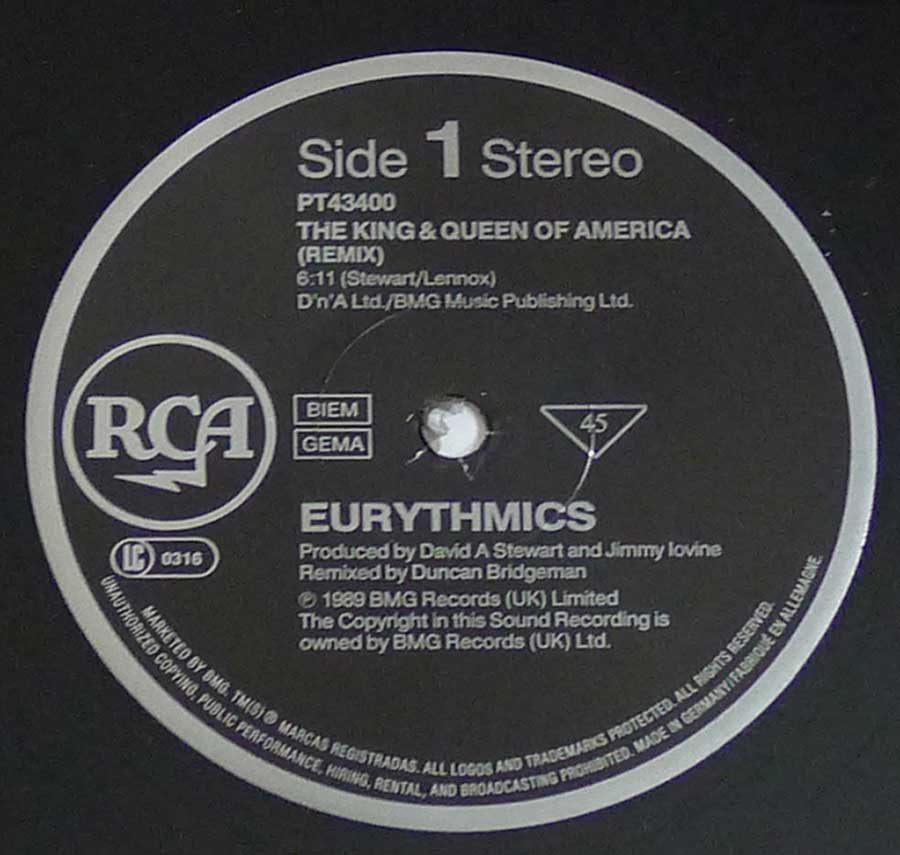 "The King And Queen Of America" Record Label Details: RCA Records PT43400 
