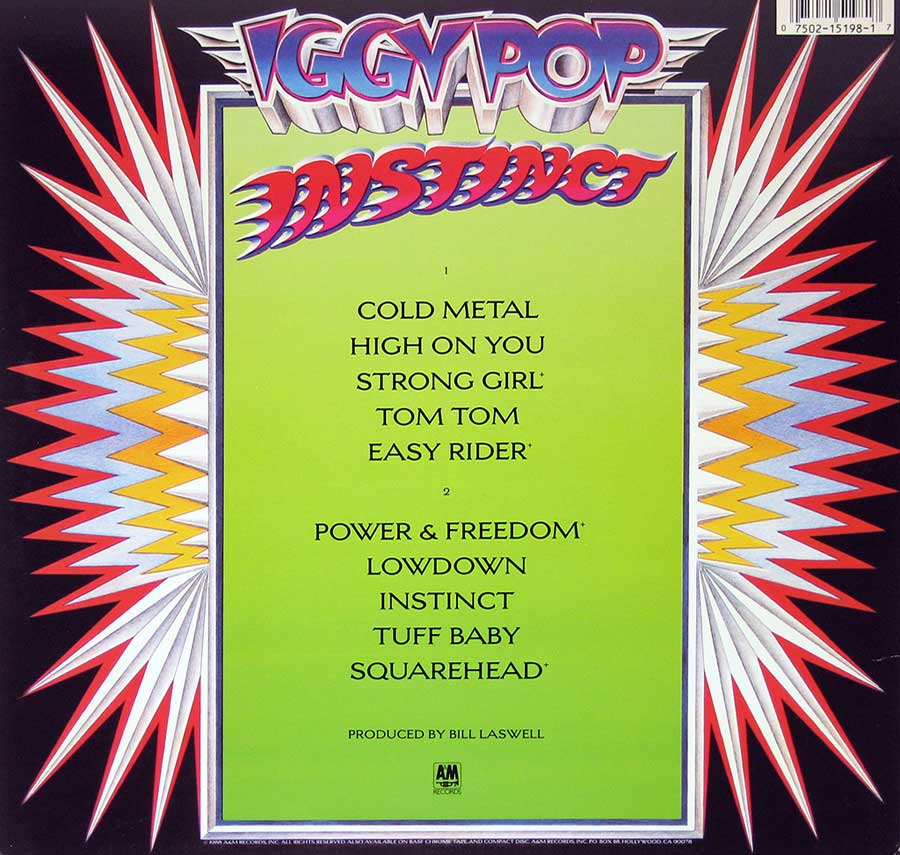 Photo of album back cover IGGY POP - Instinct 12" LP Vinyl Album