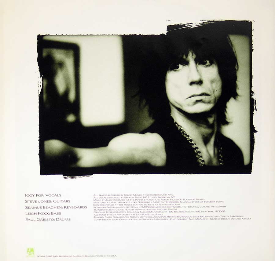 Photo Two of the original custom inner sleeve  IGGY POP - Instinct 12" LP Vinyl Album