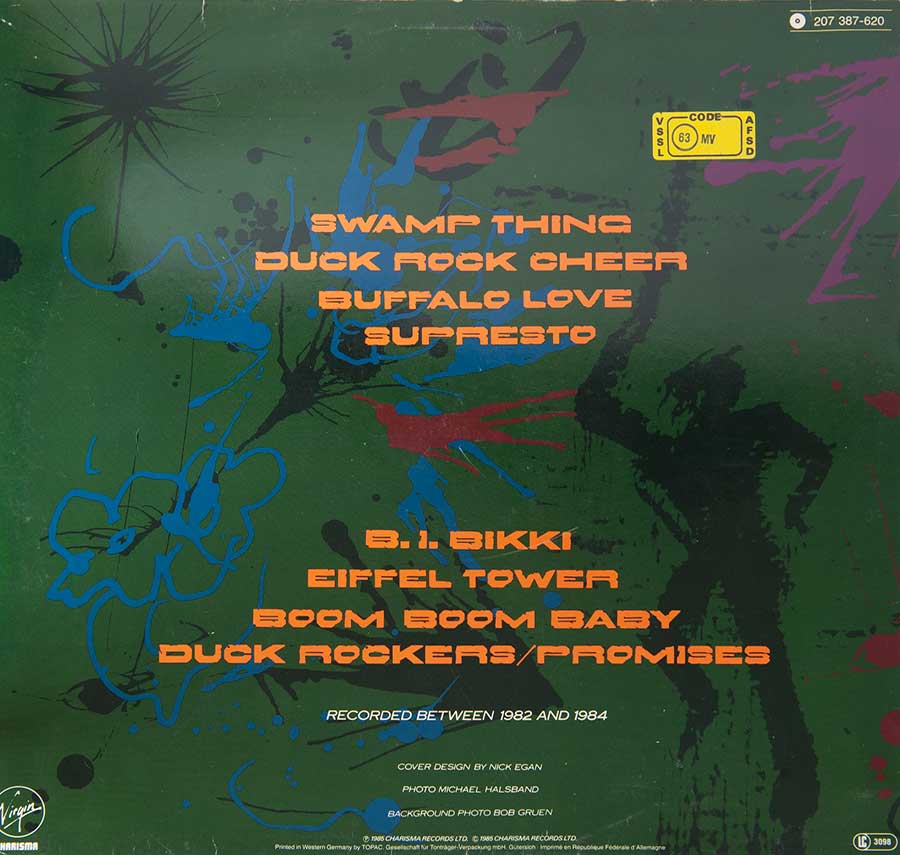 MALCOLM McLAREN - Swamp Thing 12" LP VINYL Album back cover