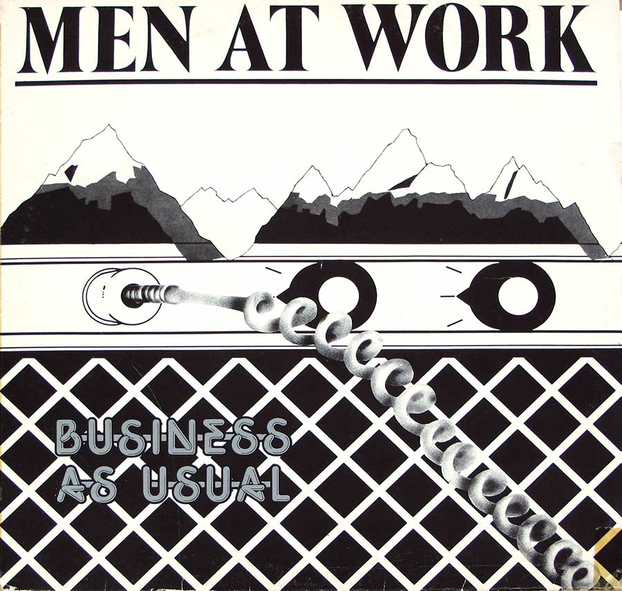 MEN AT WORK Business As Usual Italy Austrlian Black White 12" LP Vinyl Album front cover