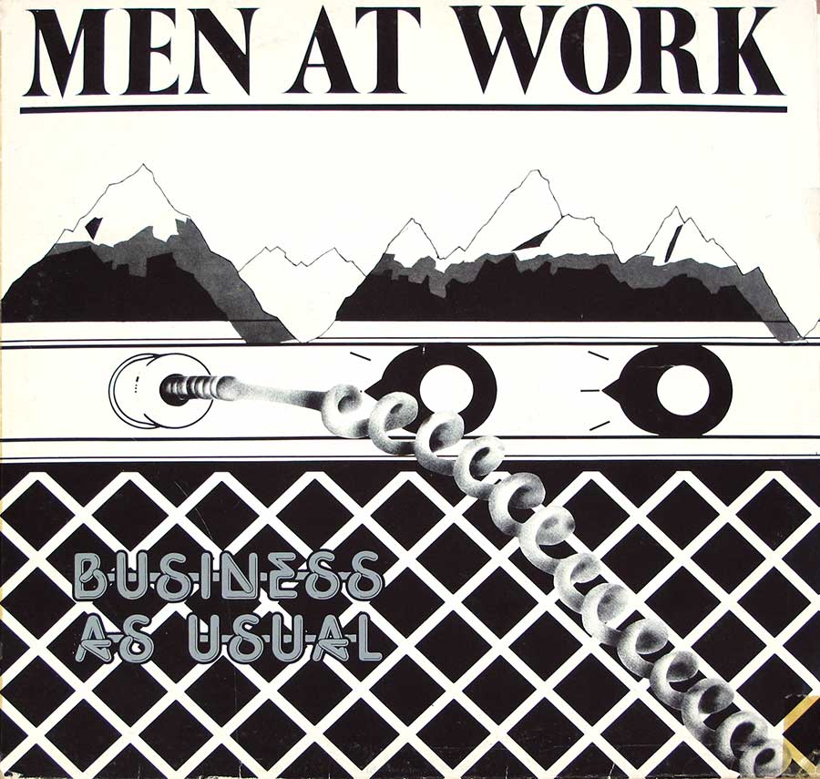 MEN AT WORK Business As Usual Italy Austrlian Black White 12" LP Vinyl Album album front cover