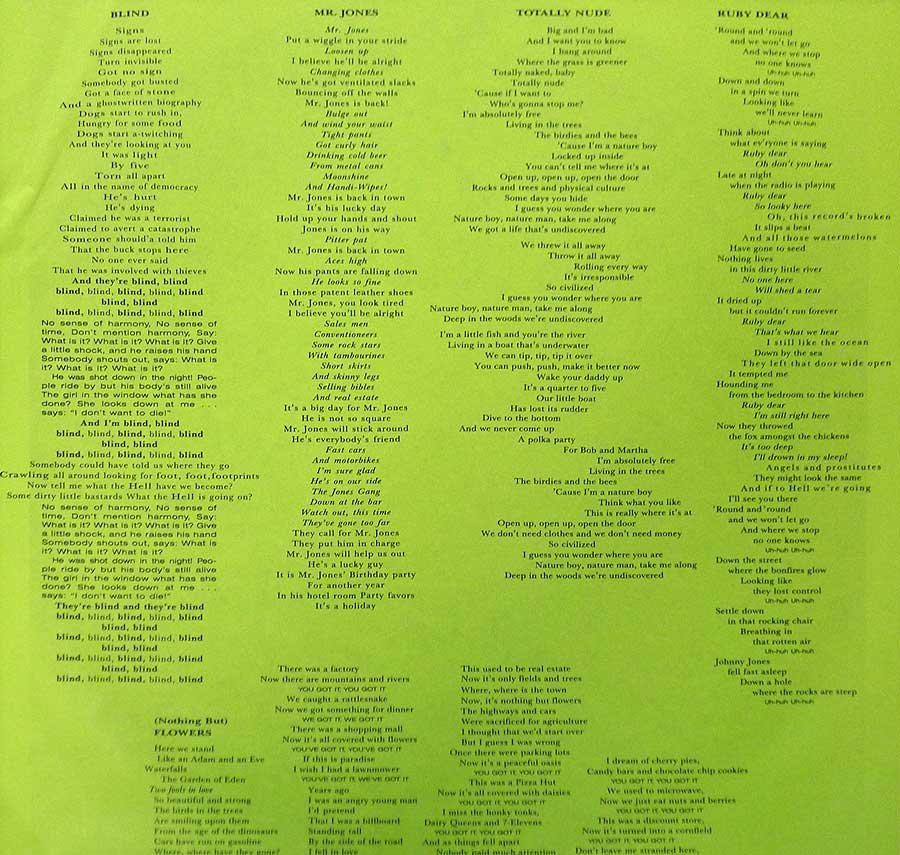 TALKING HEADS - Naked FOC Gatefold 12" LP Vinyl Album inner gatefold cover