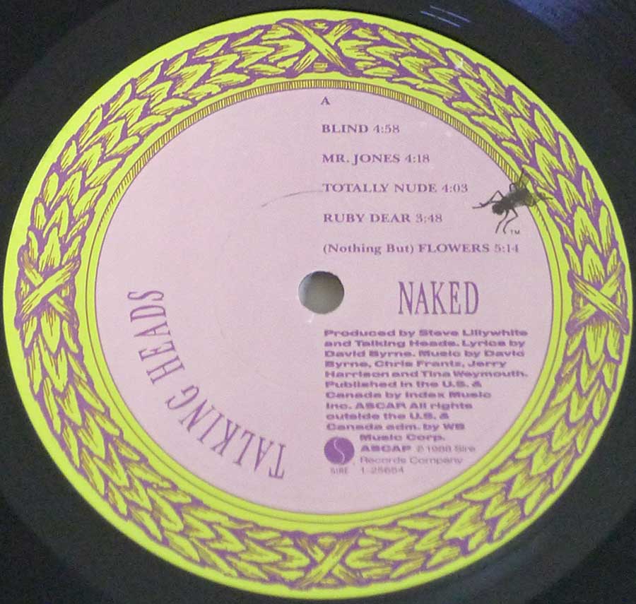 TALKING HEADS - Naked FOC Gatefold 12" LP Vinyl Album enlarged record label