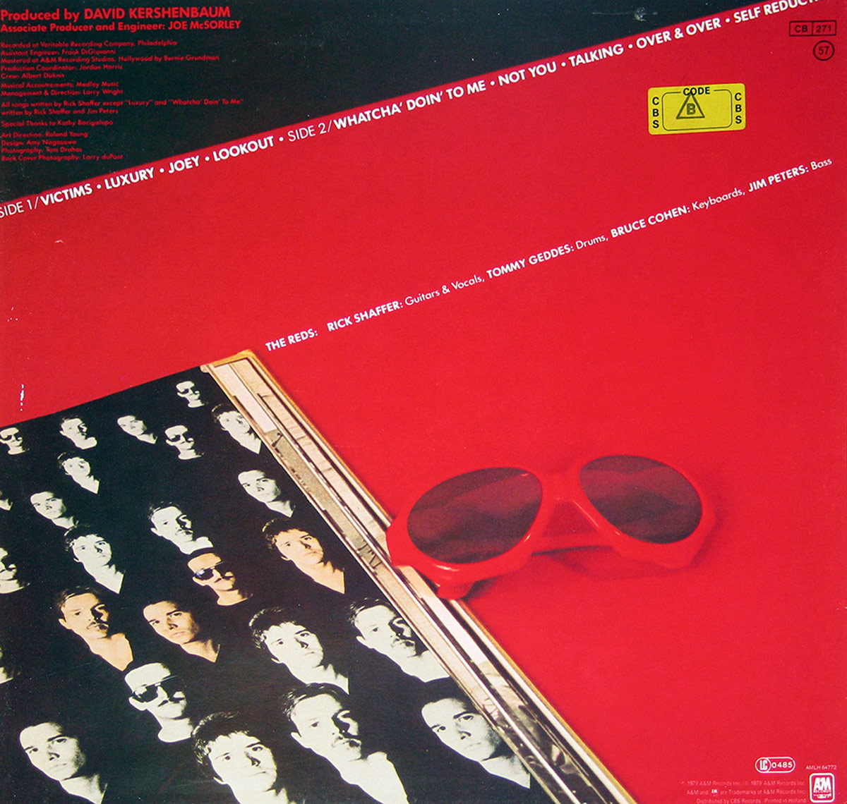 THE REDS - Self-Titled 12" Vinyl LP Album back cover