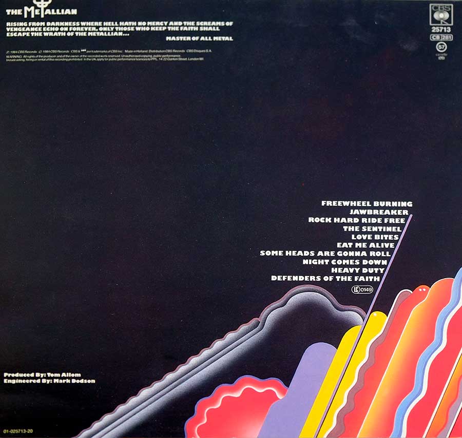 Photo of album back cover JUDAS PRIEST - Defenders Of The Faith 12" LP Vinyl Album