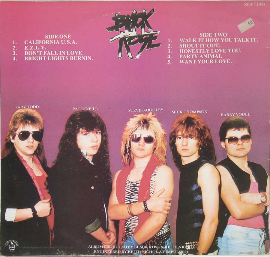 BLACK ROSE - Walk It How You Talk It NWOBHM 12" Vinyl LP Album back cover