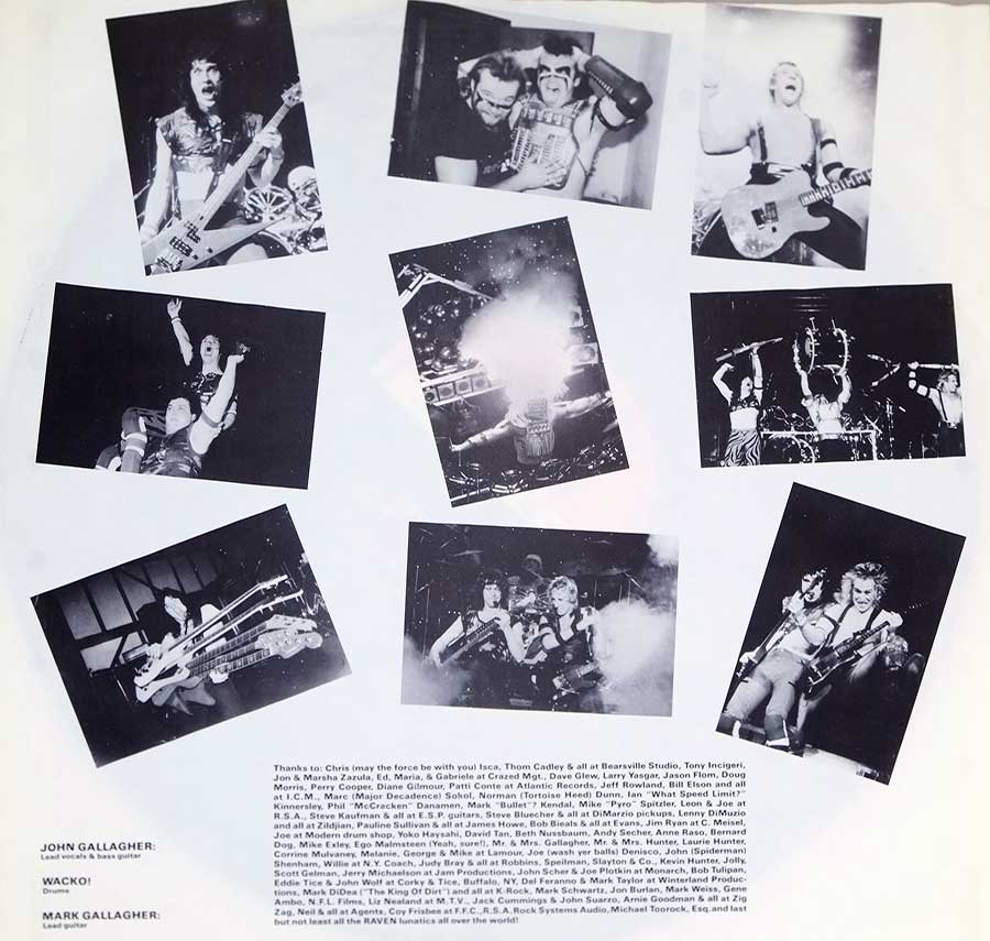Nine photos of the Raven Band members in action on the live stage