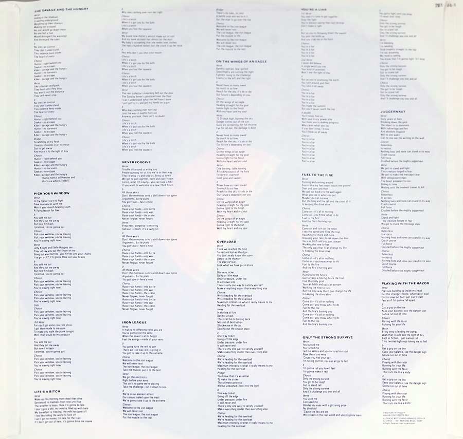 RAVEN - Life's A Bitch 12" Vinyl LP Album custom inner sleeve