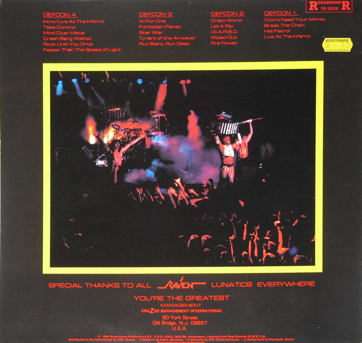High Resolution Photo Album Back Cover of RAVEN - Live at the Inferno https://vinyl-records.nl