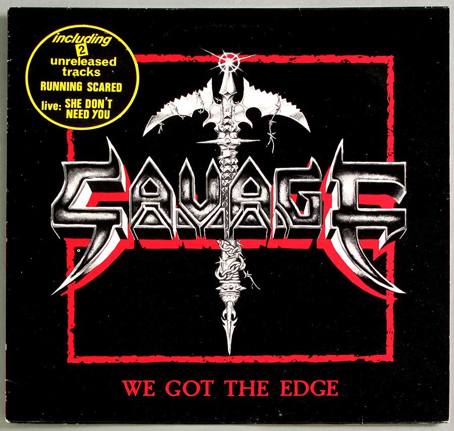 Large Hires High Quality Photo of Album Front Cover  "SAVAGE - We got the Edge / Running Scared / She Don't Need You"