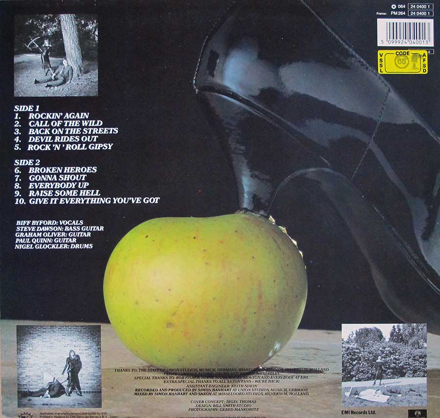 Photo of album back cover SAXON - Innocence is NO Excuse