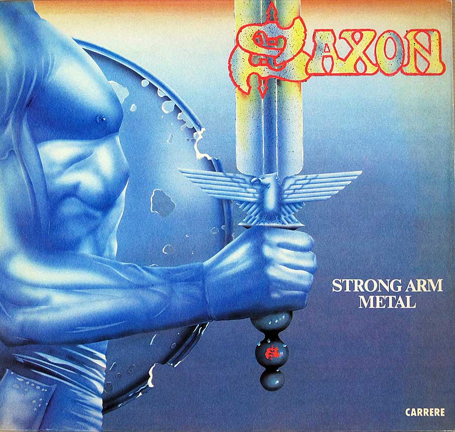 SAXON - Strong Arm Metal, Saxon's Greatest Hits 12" LP Vinyl Album front cover https://vinyl-records.nl