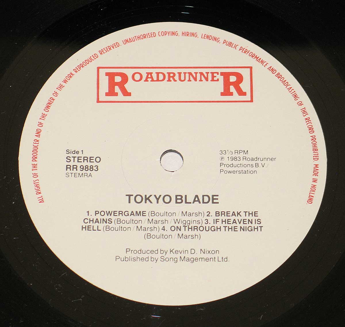 Enlarged High Resolution Photo of the Record's label Tokyo Blade https://vinyl-records.nl