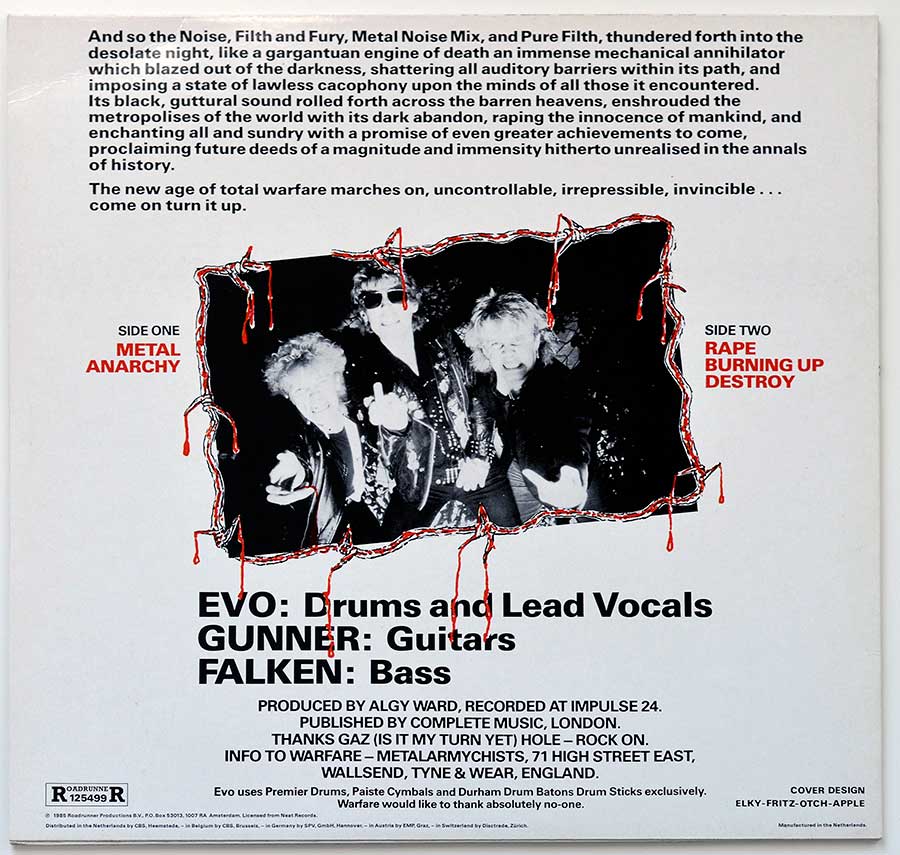 Album Back Cover  Photo of "WARFARE Total Death"
