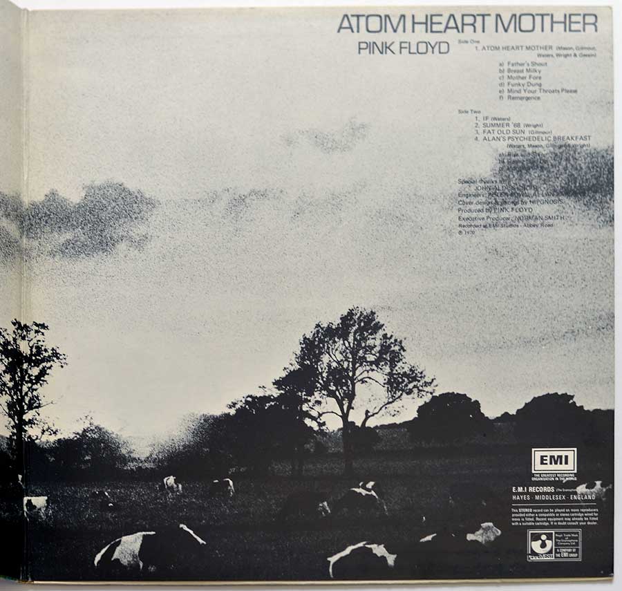 Photo of the right page inside cover PINK FLOYD - Atom Heart Mother Germany HÖR ZU 