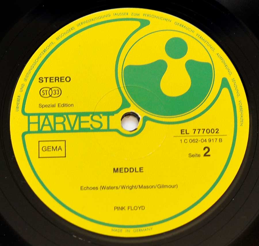 Side Two Close up of record's label PINK FLOYD - Meddle Spezial Swiss Edition 12" LP Vinyl Album
