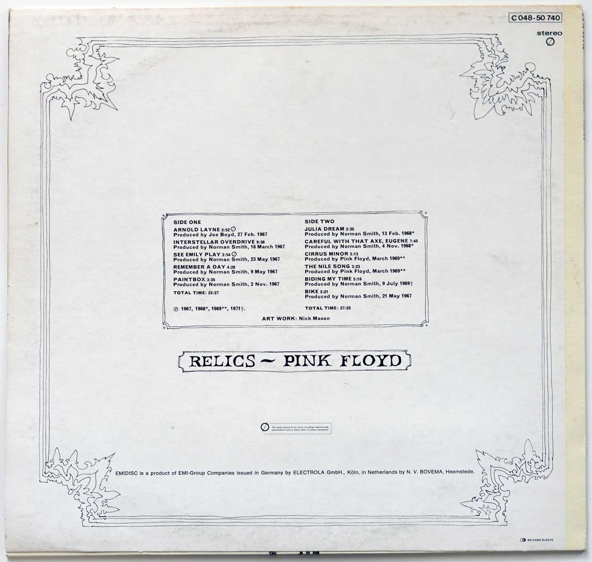 Photo of album back cover PINK FLOYD - Relics Netherlands 
